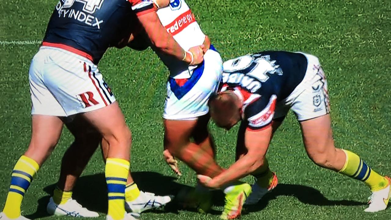 The NRL has warned clubs about cannonball tackles. Picture: Fox League