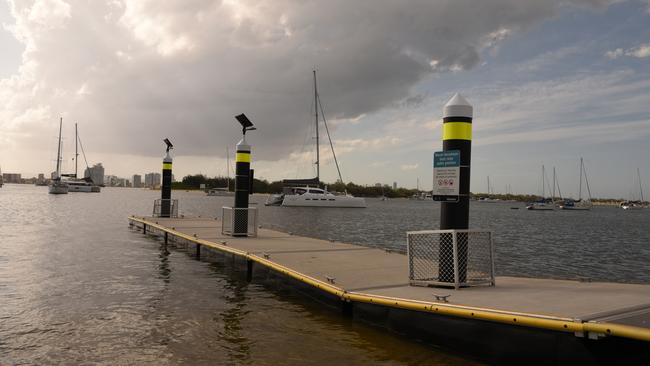 In an embarrassing blunder, a trio of signs have been installed at Muriel Henchman Park advertising the rules of the 'pubic' – not public – pontoon. Picture: Alex Treacy