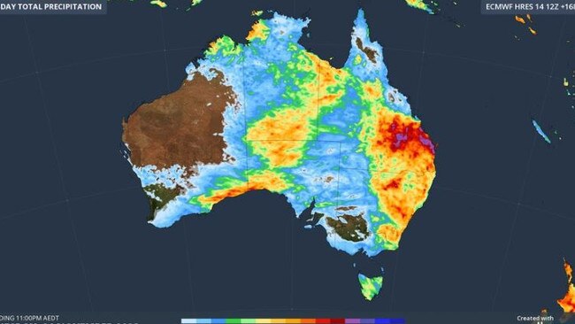 Stormy and wet weather is set to spread across eastern Australia. Picture: Sky News Weather / Weatherzone