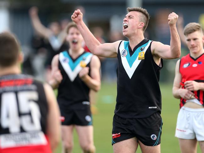 Jordan Galea reveals in St Mary’s premiership victory. Picture: Hamish Blair