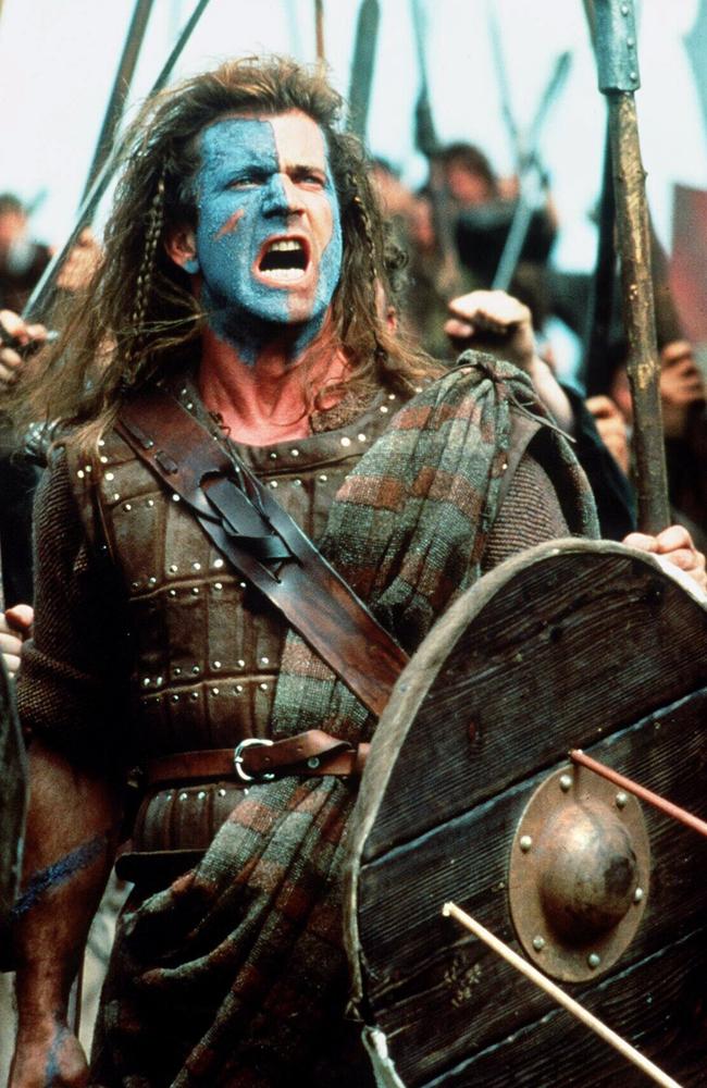 Mel Gibson in on of his most memorable films, the 1995 blockbuster Braveheart.