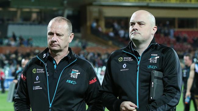 Port coach Ken Hinkley with football manager Chris Davies. Picture Sarah Reed