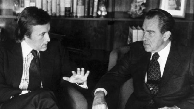 David Frost’s famous interview with disgraced US President Richard Nixon. Picture: AP