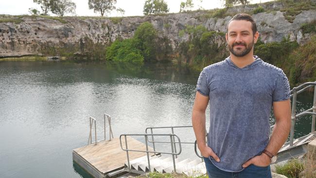 Australian Cave Explorers president Tim Muscat at Little Blue Lake. Picture: Jessica Ball