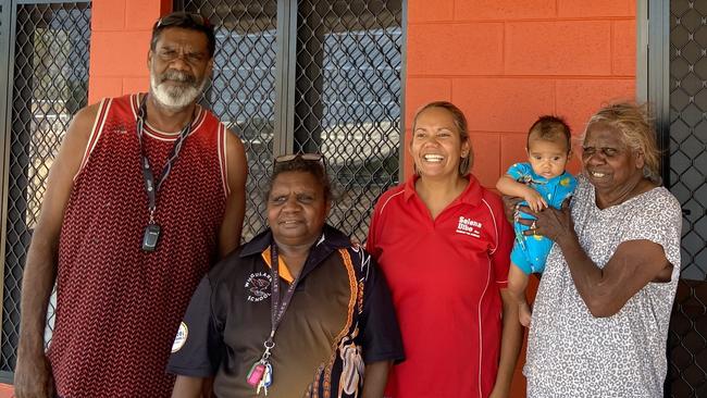 Remote Housing and Homelands Minister and Member for Arnhem Selena Uibo with residents of new homes in Beswick. Picture: Supplied