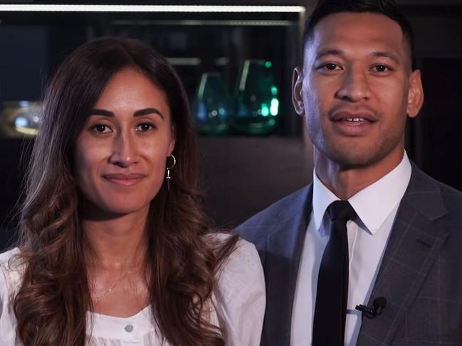 Israel Folau and his wife Maria following his settlement with Rugby Australia and NSW Rugby. Picture: Supplied