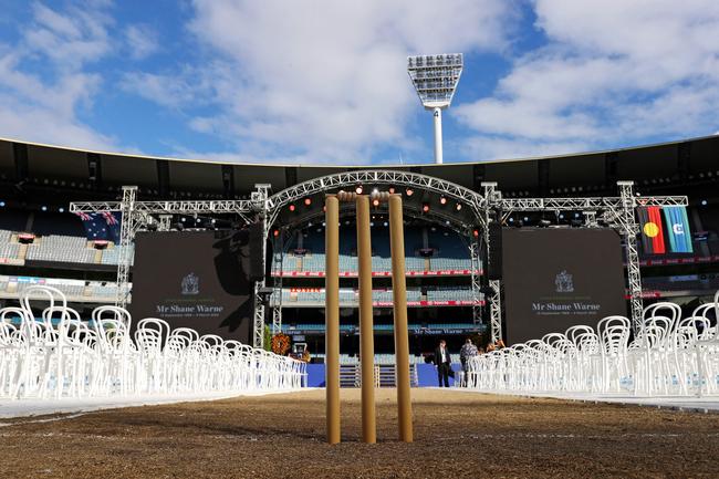 The MCG set for Warne’s memorial.