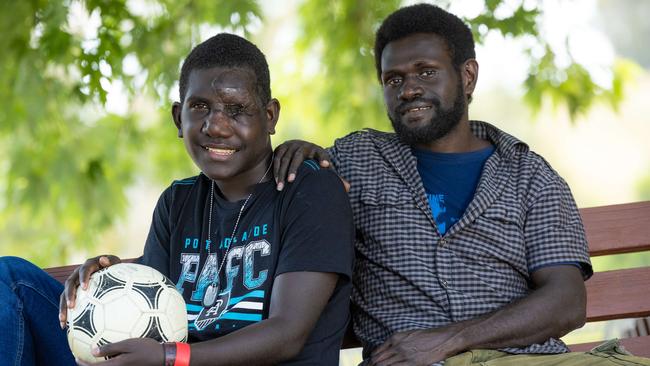 The Children First Foundation brought Victor and his cousin Isaac to Australia to perform critical surgery to save Victor’s sight. Picture: Jason Edwards