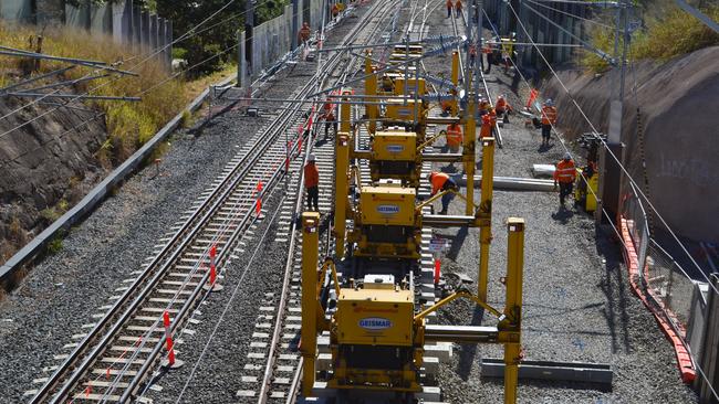 Track work being carried out as part of the Cross River Rail project.