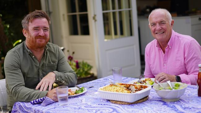 Rick Stein and his son Jack in Rick Stein's Food Stories. Picture: SBS