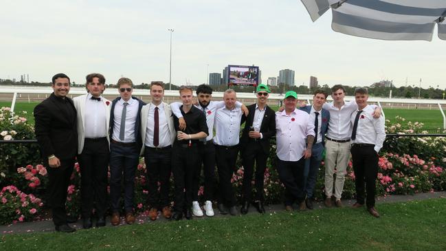 Zac's group at Seppelt Wines Stakes Day 2024 at Flemington Racecourse. Picture: Gemma Scerri