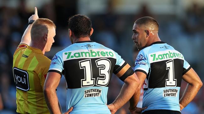 Referee Todd Smith sends William Kennedy off. Picture: Cameron Spencer/Getty Images