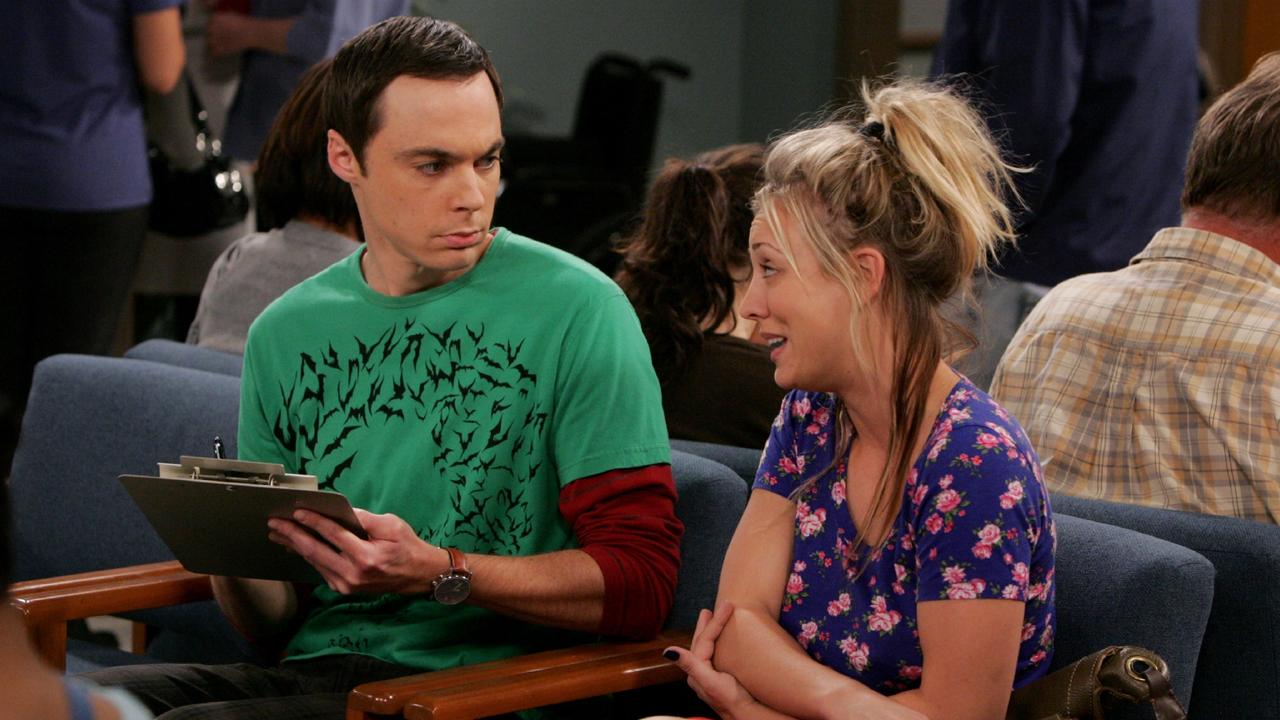 Jim Parsons and Kaley Cuoco in season three of The Big Bang Theory.