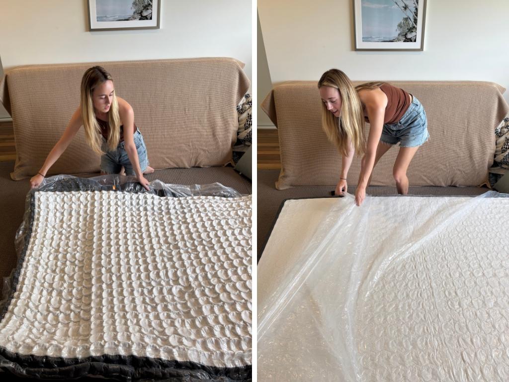 We found the Emma Luxe Mattress to be super easy to set up, quickly inflating in seconds before needing five hours to properly settle. Image: Jessica Smith