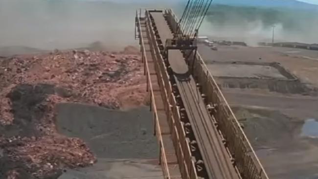 TV footage of the mine waste sweeping through Vale’s Brumadinho mine. Picture: TV BANDEIRANTES