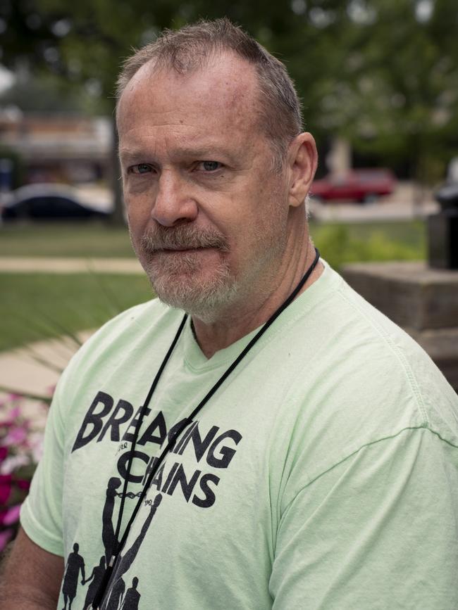 James Richardson, who is volunteering for a religious group outside the historic courthouse in the square, says he bases his vote “on following what God wants us to do”. Picture: Eli Hiller