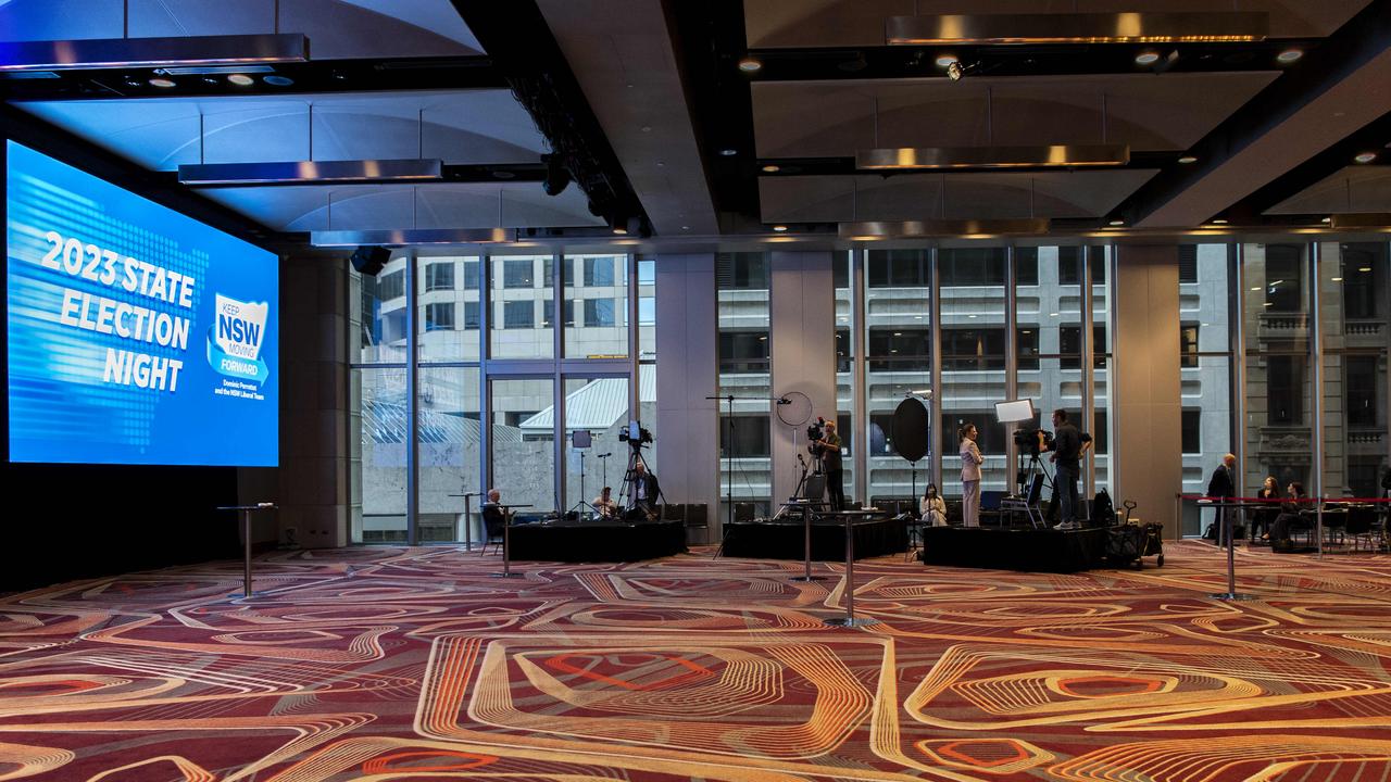 The empty ballroom at the Hilton Hotel Sydney at 8.30pm. Picture: NCA Newswire/ Monique Harmer