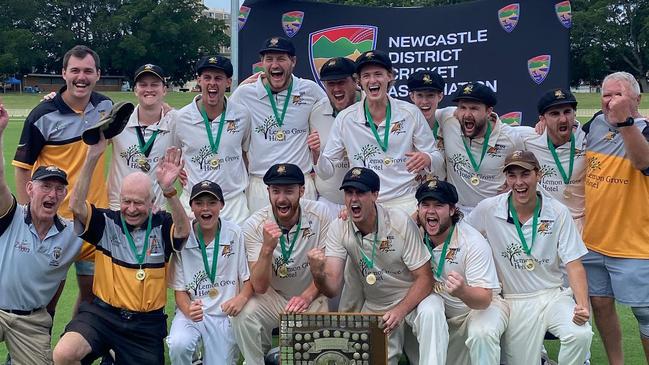 The Wallsend Tigers' first grade team after taking out the 2022/23 Newcastle District Cricket Association grand final. Picture: NDCA