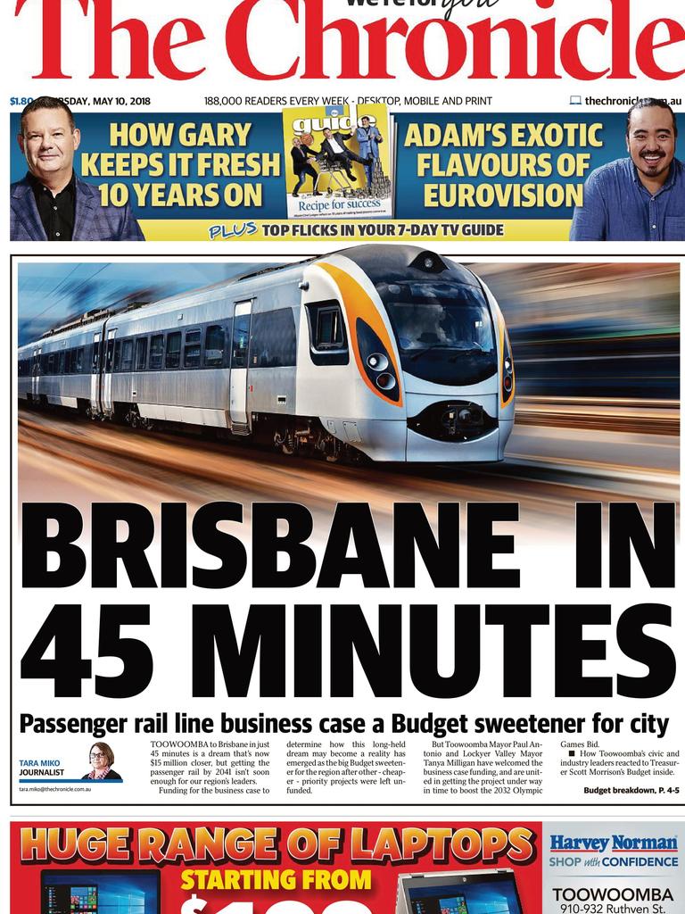 The Federal Government announced funding for a business case into a fast passenger rail service between Brisbane and Toowoomba in the 2018 budget.