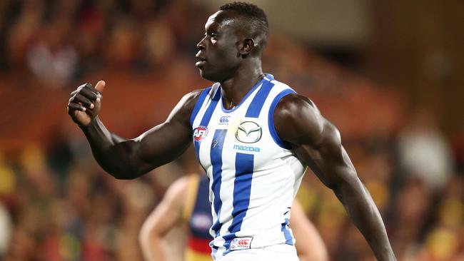 Majak Daw kicked four goals in the loss to Adelaide.