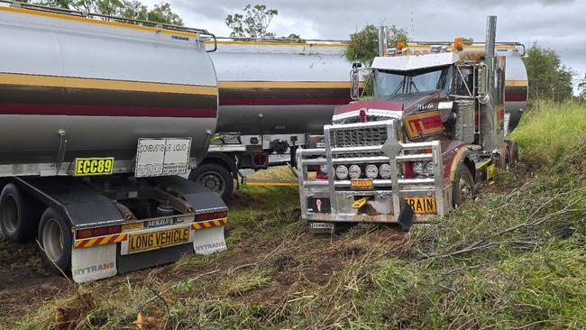 Both lanes of the the Capricorn Highway were blocked after a truck accident at Bluff on March 11, 2025.