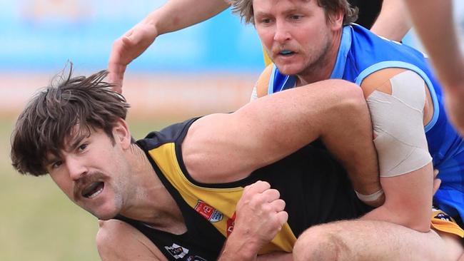 Ben McNamara, who was close to best on ground until a third term corky, kept and Barwon Mitchell Phelps quiet. Picture: Mark Wilson