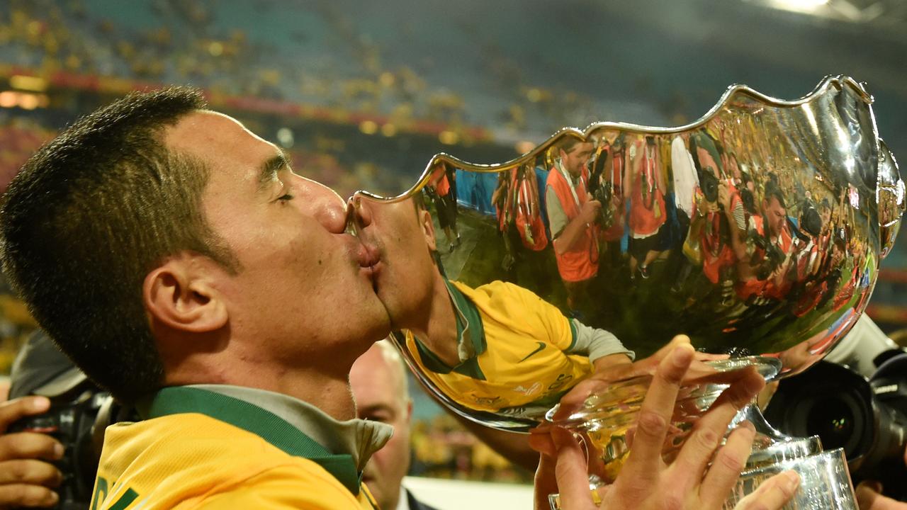 Tim Cahill following Australia’s Asian Cup victory back in 2015. (AAP Image/Dean Lewins)