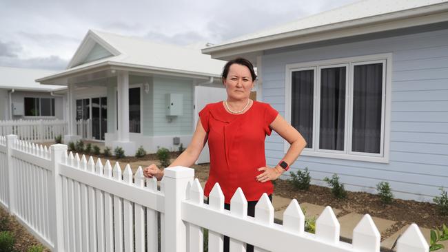 Austart Homes director Charmaine Matthews has several customers ready to move in, and is furious that it could take until the end of June to connect the power. Picture: Brendan Radke