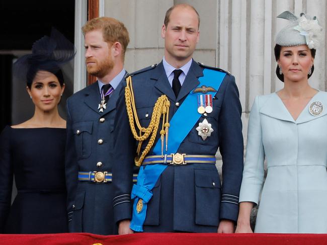 All smiles? Meghan, Harry, William and Kate at an official royal engagement in 2018. Picture: AFP