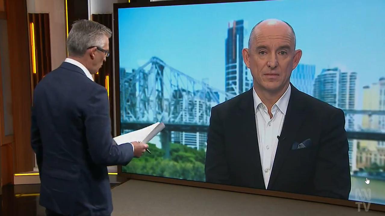 ABC Insiders presenter David Speers asks MP Stuart Robert whether there has been a double standard over Christine Holgate's $20,000 watches. Picture: ABC