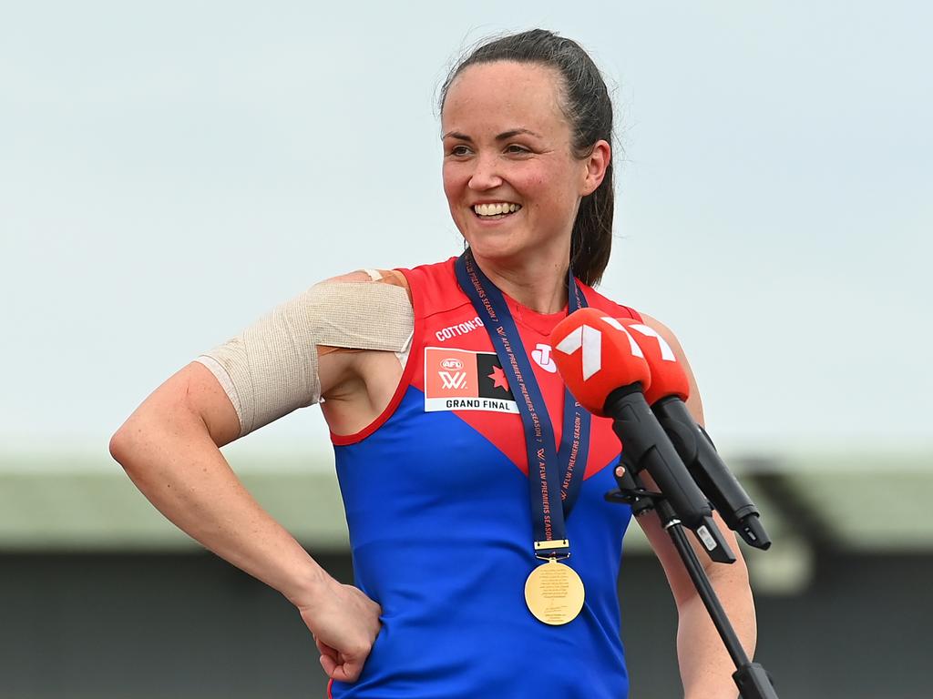 Daisy Pearce called time on her career after leading Melbourne to the AFLW premiership/ Picture: Albert Perez/AFL Photos/Getty Images