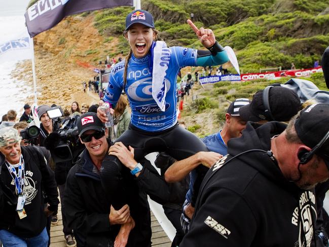 Fitzgibbons claimed her maiden ASP Women's World Title event win, taking out the Rip Curl Women's Pro at Bells Beach in 2011. Picture: ASP