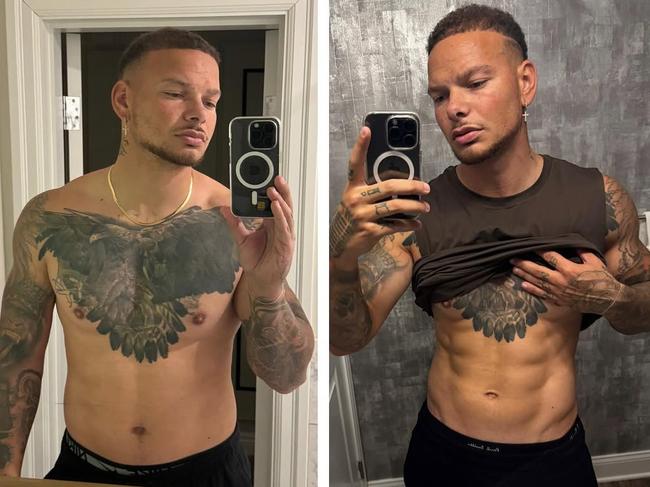Kane Brown showcased his toned physique less than two months after kicking off a health and fitness routine. Picture: Instagram