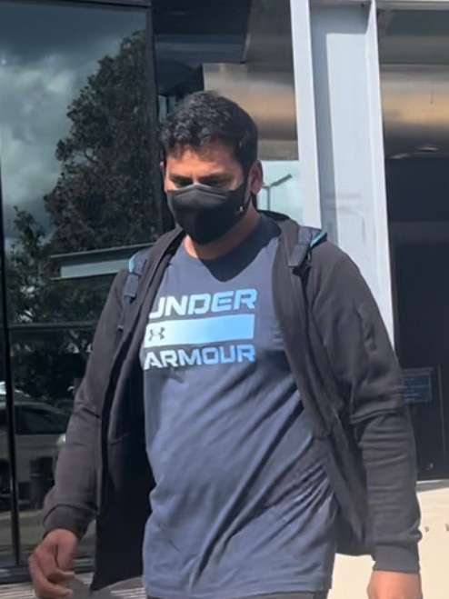 Sai Ram Karnekota leaving the Southport courthouse. Picture: Jessica Paul