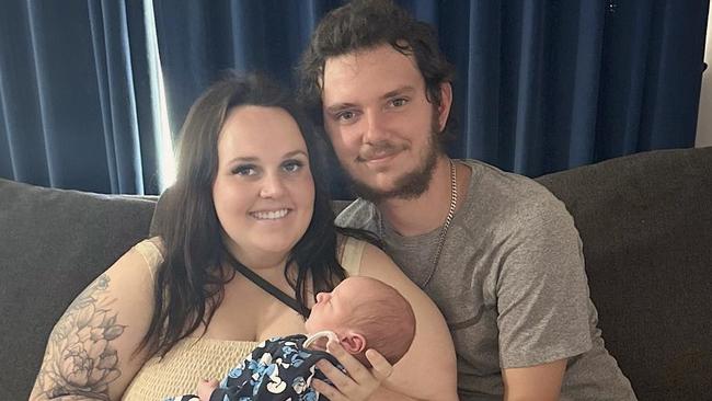 Ryan and Tameeka Mesecke with baby Zedikai Isiah-Aaron Mesecke Picture: Supplied