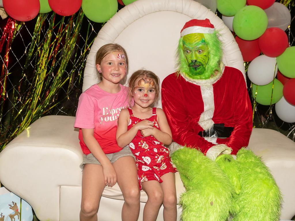 Claire Hurley, Addison Hurley and The grinch at Carols in the Gardens, Mackay Regional Botanic Gardens, Saturday 2 December 2023 Picture:Michaela Harlow