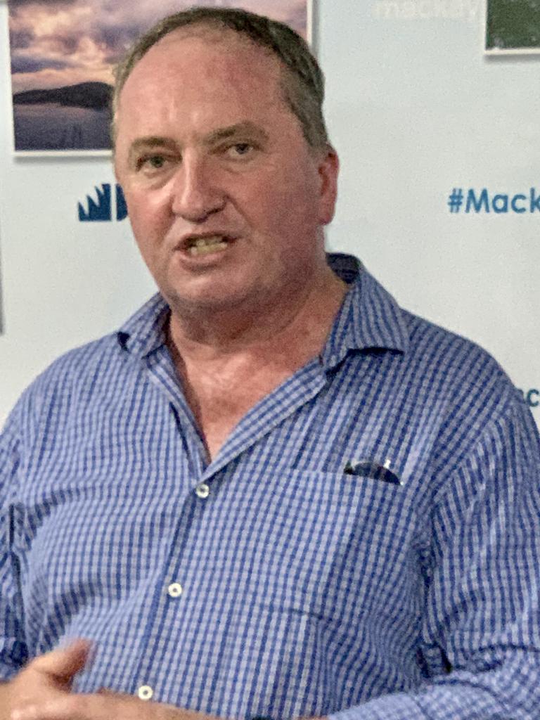 Deputy Prime Minister Barnaby Joyce speaking in Mackay. Picture: Rae Wilson