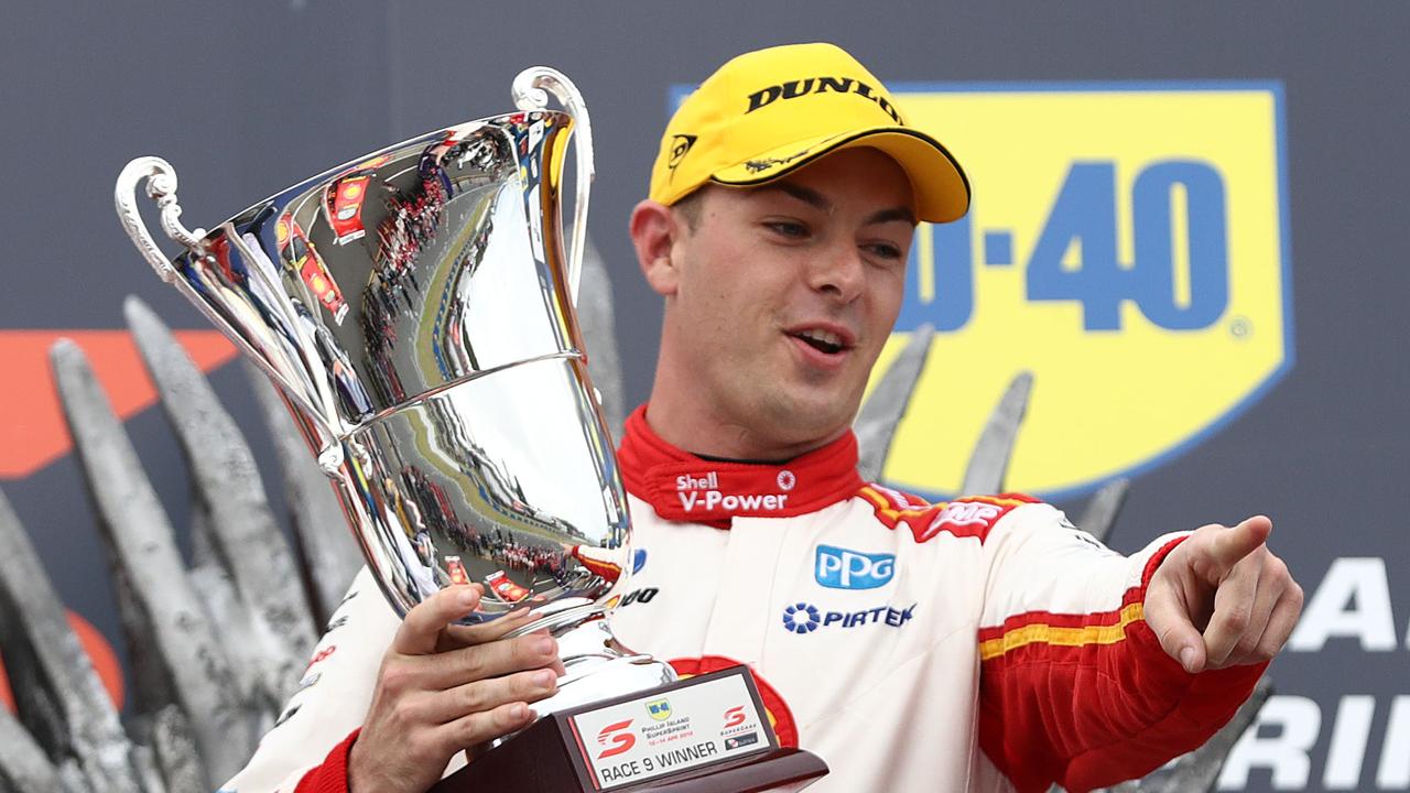 Scott McLaughlin celebrating last month’s victory at Phillip Island.