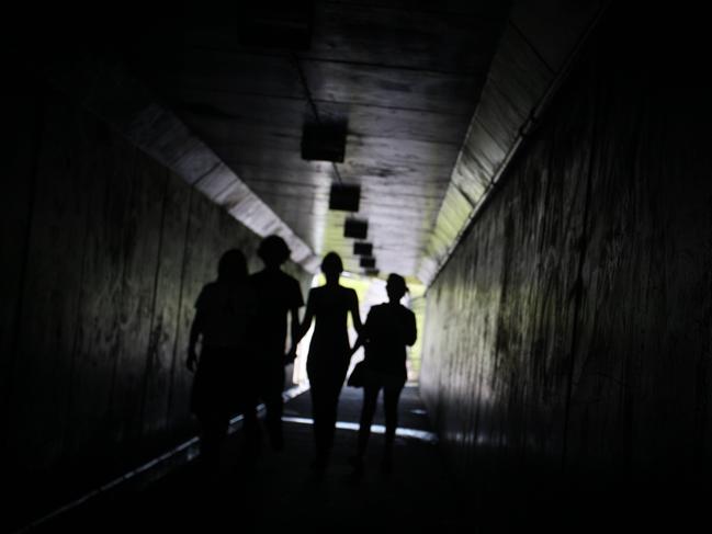 Teenagers in underpass tunnel.Photo Nicholas Falconer / Sunshine Coast Daily