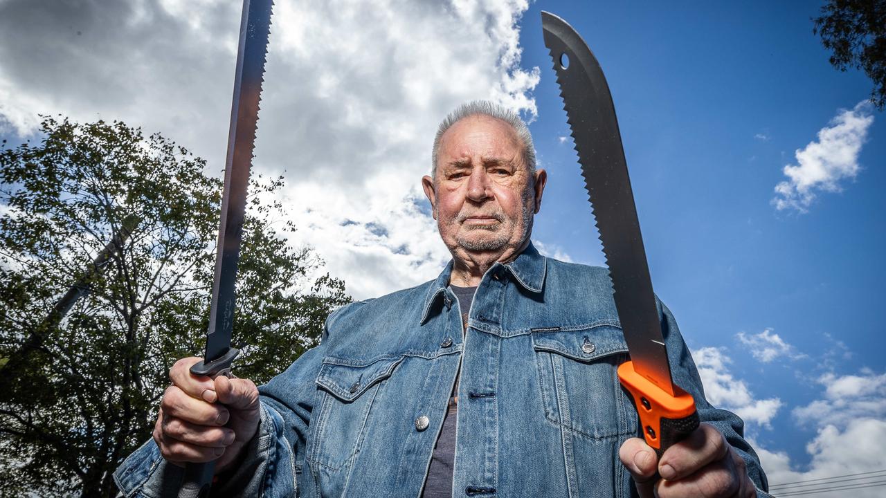 Les Twentyman is calling for a ban on the sale of machetes in Victoria. Picture: Jake Nowakowski