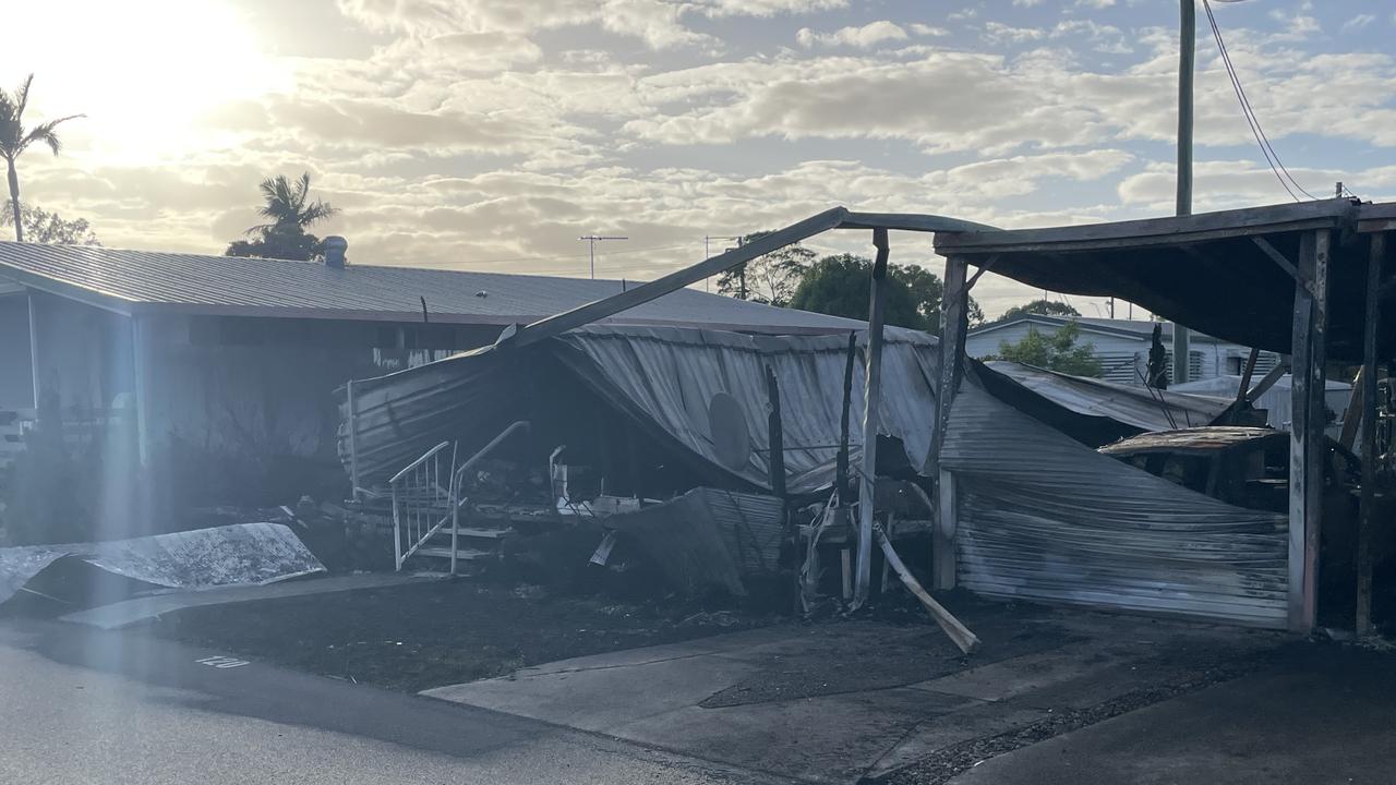 The unit next-door to where a fire gutted a Burpengary unit also caught alight. Picture: Aaron Goodwin