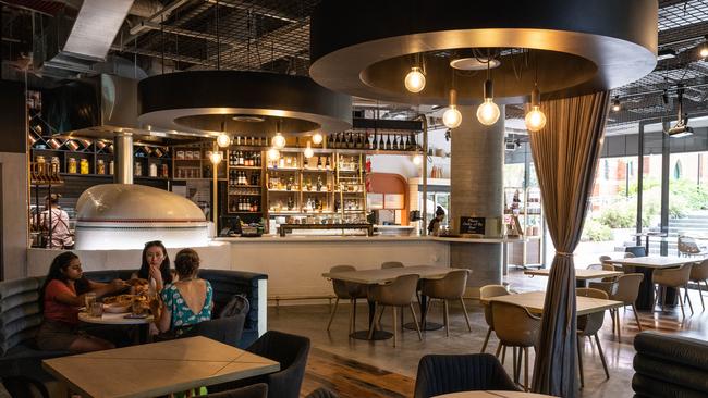 The pizza oven dominates the room at Italia Lane, Fortitude Valley. Picture: David Kelly