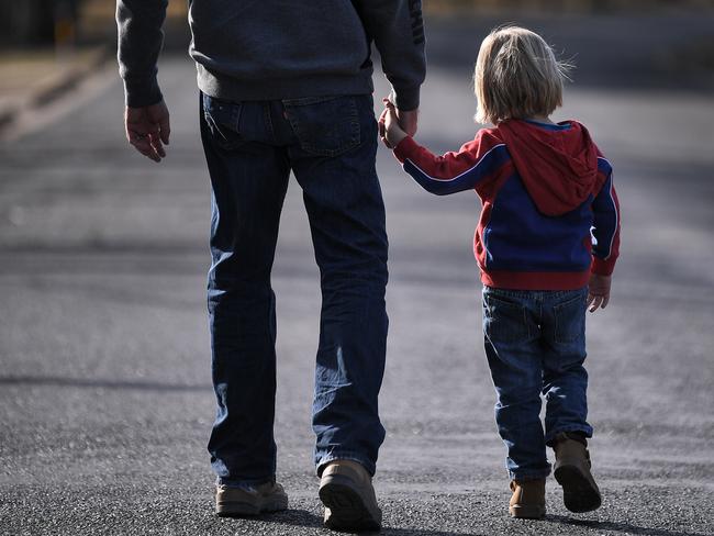 Daniel with his son Cruze, aged 4, who was nearly snatched by a stranger. Picture: James Gourley