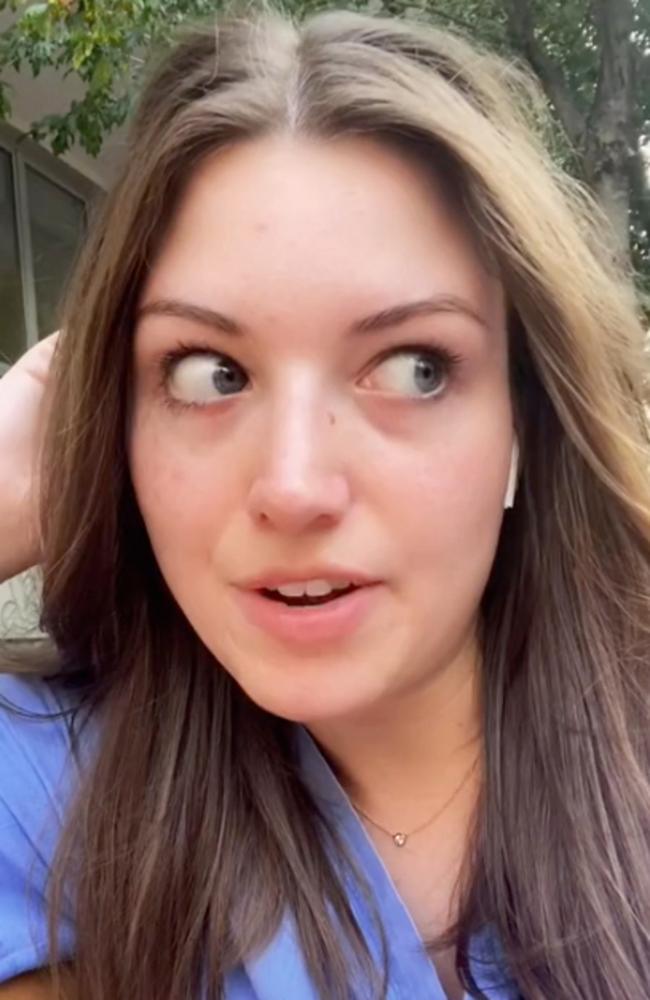 She said she texted her friend to let her know she had got tested, but claims the bride ‘freaked out when she found I take care of sick people’. Picture: TikTok/dr.ems