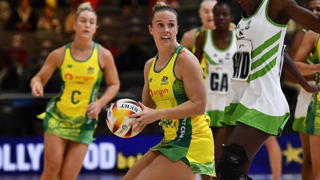 CAPE TOWN, SOUTH AFRICA - JULY 28: Jamie-Lee Price of Australia during the Netball World Cup 2023, Pool A match between Australia and Zimbabwe at Cape Town International Convention Centre Court 1 on July 28, 2023 in Cape Town, South Africa. (Photo by Ashley Vlotman/Gallo Images/Netball World Cup 2023)