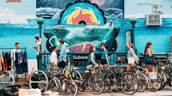 Subway scene at Williamsburg in Brooklyn.