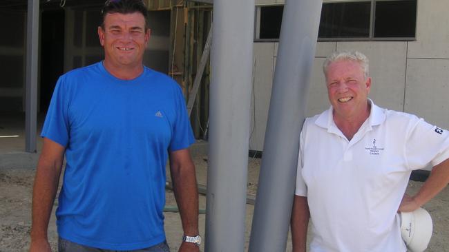 Scott Hookey and John Whitelaw at the childcare centre at Hope Island before they fell out