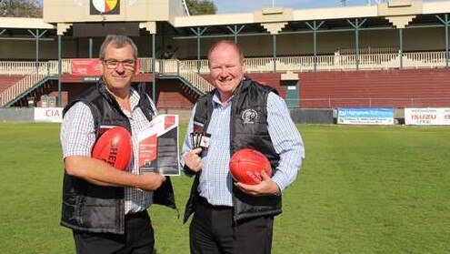 Frankston mayor Brian Cunial (left) and Frankston Dolphins general manager Gary Buckenara. Picture: Supplied