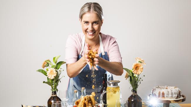 Former Masterchef contestant Christina Laker is one of the top chefs you can hire for dinner party cook and clean up via new Qld food tech startup Gathar which has done well in pandemic. Picture: Nigel Hallett