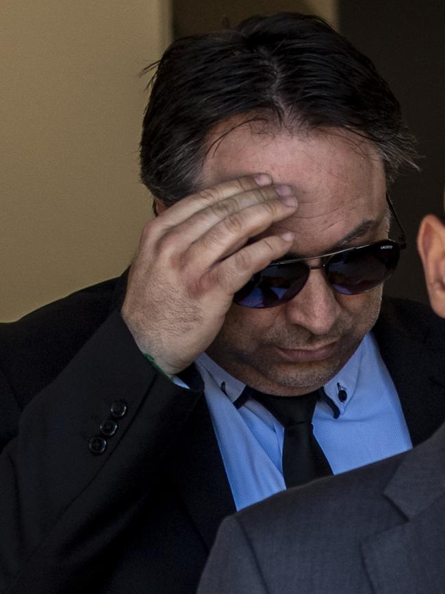 Jim Malamas leaves Parramatta Local Court two months after Claire Georgey died. Picture: Monique Harmer